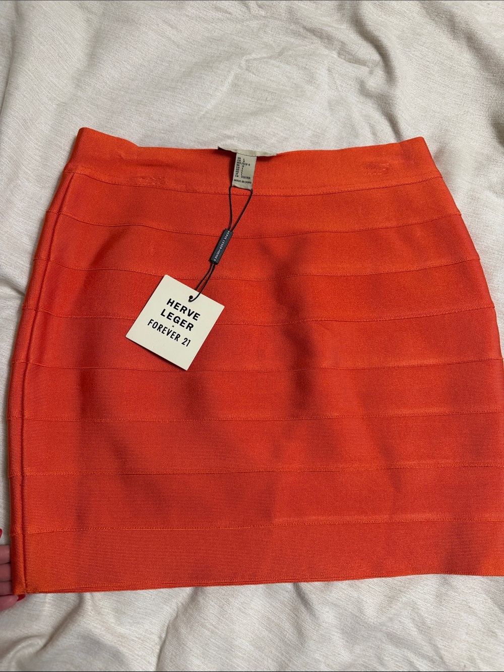 Herve Leger F21 collab Orange Bandage Mini Skirt